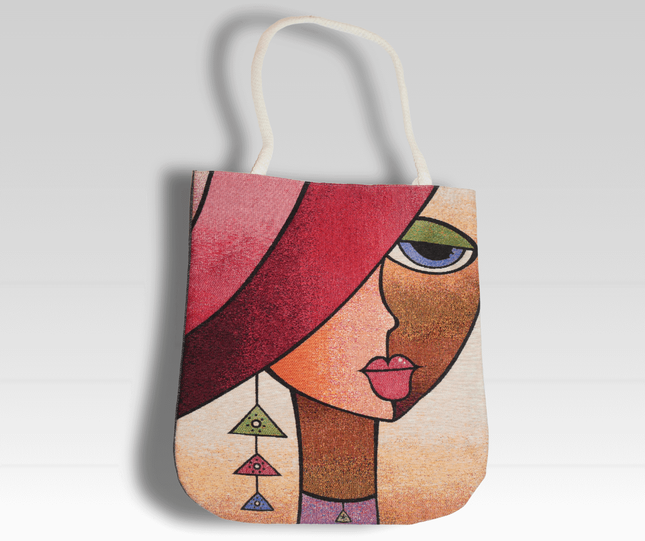 Projekttasche mit Motiv – z. B. bunte Katze | 60% Baumwolle, 40% Polyester | Für Strick- & Häkelprojekte