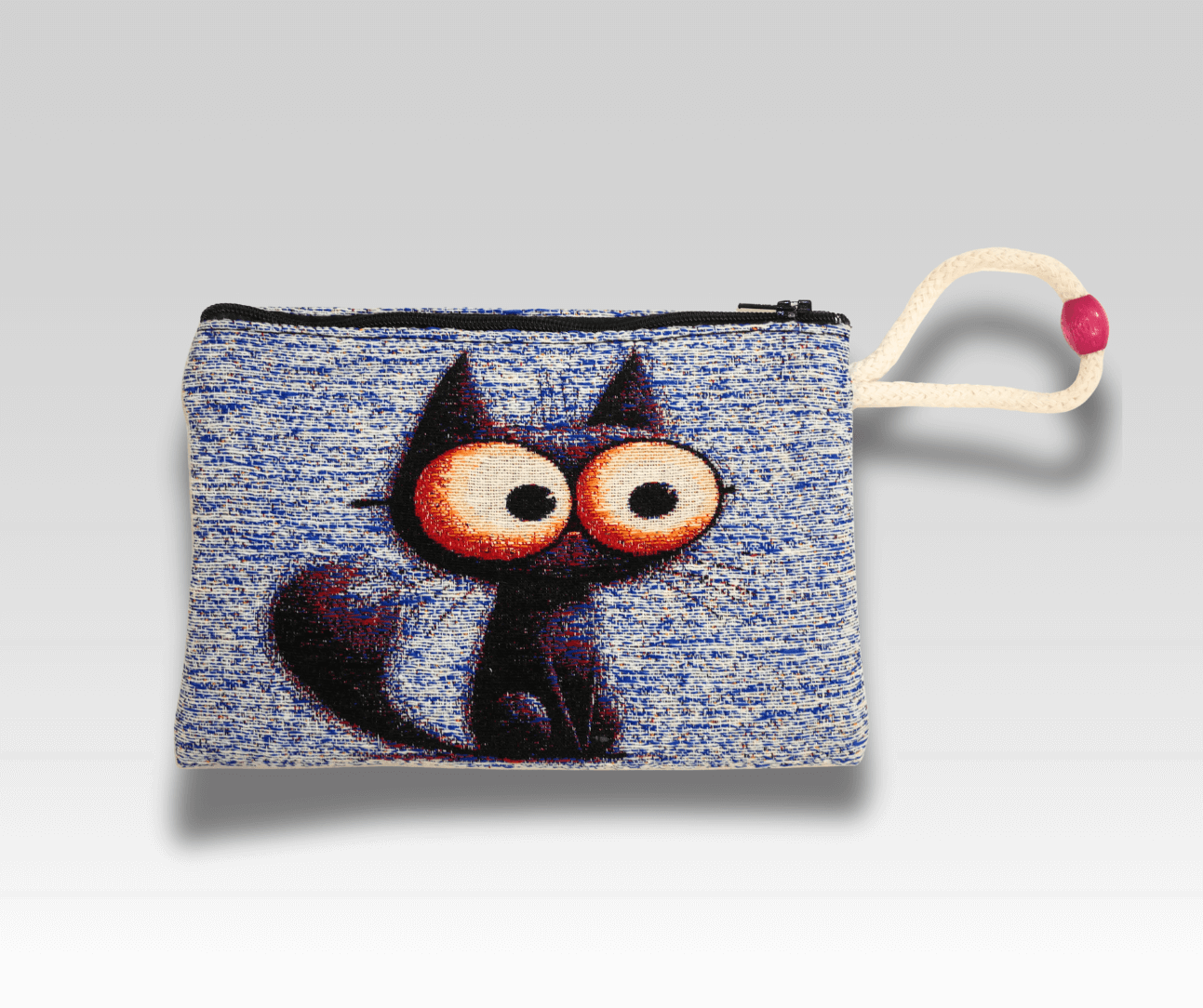 Zubehörtasche mit Motiv – z. B. bunte Katze | Für Strick- & Häkelprojekte