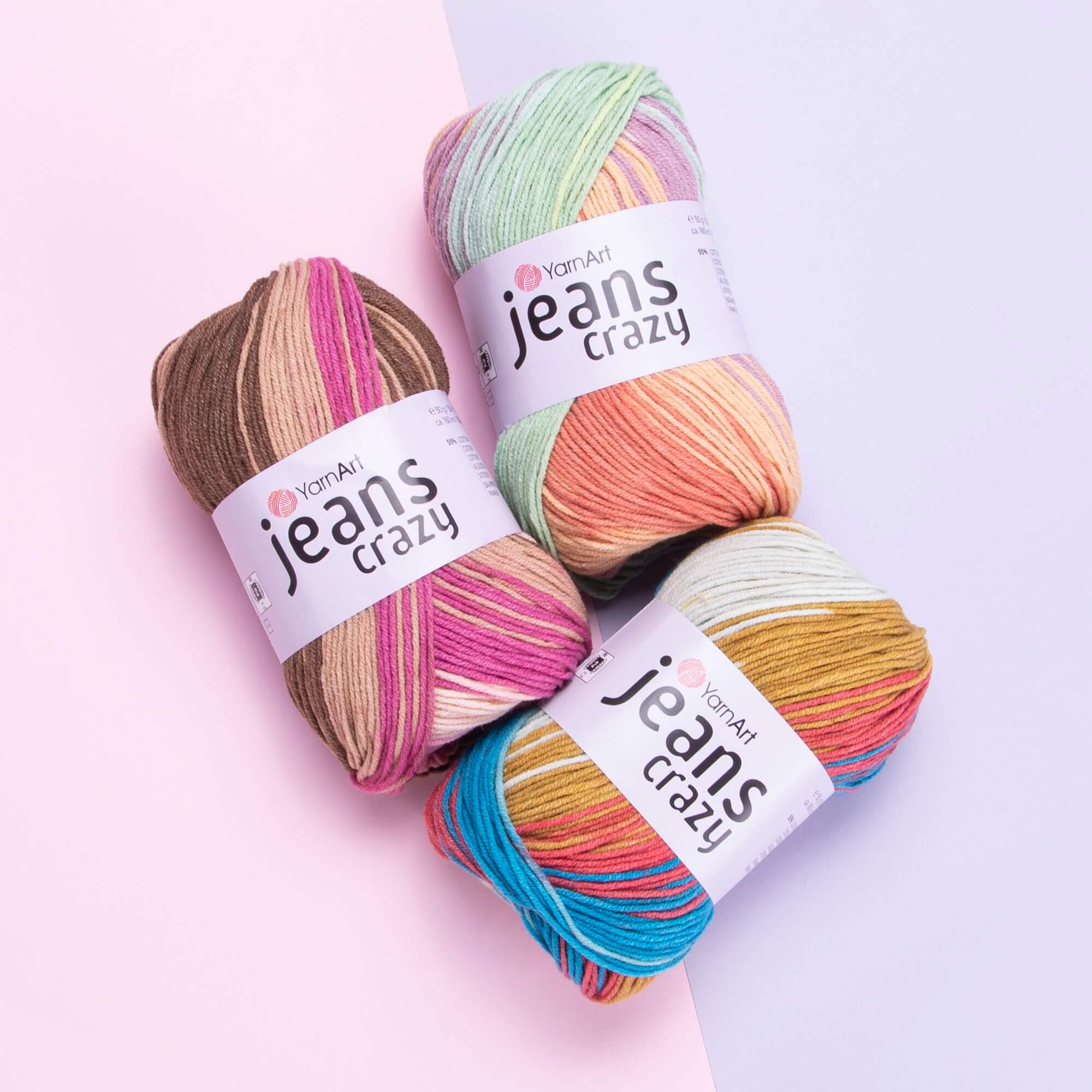Yarn Art Jeans Crazy Farbverlaufswolle – 500g (10x50g) | 55% Baumwolle, 1600m Lauflänge