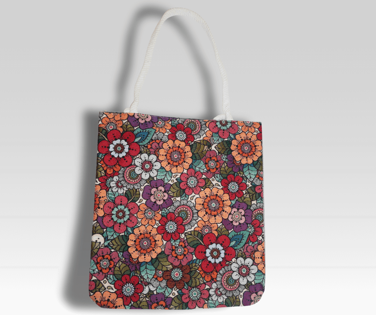 Projekttasche mit Motiv – z. B. bunte Katze | 60% Baumwolle, 40% Polyester | Für Strick- & Häkelprojekte
