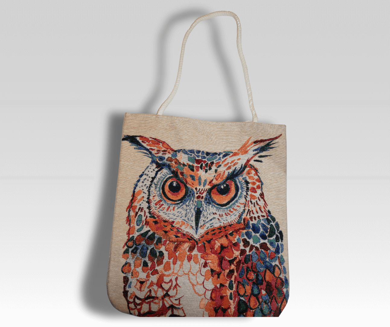 Projekttasche mit Motiv – z. B. bunte Katze | 60% Baumwolle, 40% Polyester | Für Strick- & Häkelprojekte