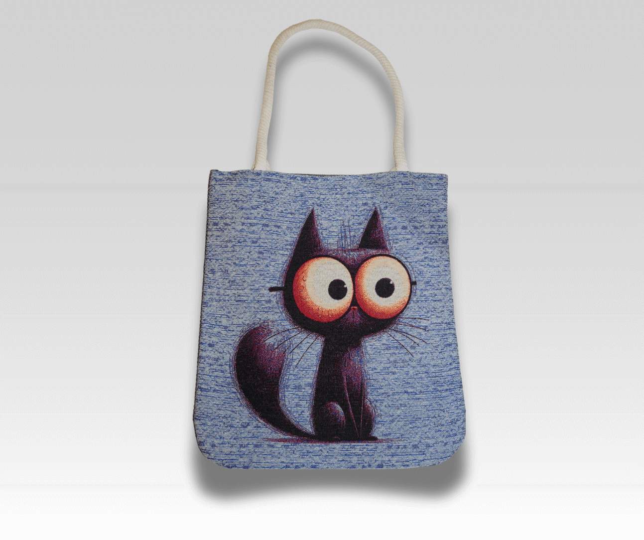 Projekttasche mit Motiv – z. B. bunte Katze | 60% Baumwolle, 40% Polyester | Für Strick- & Häkelprojekte
