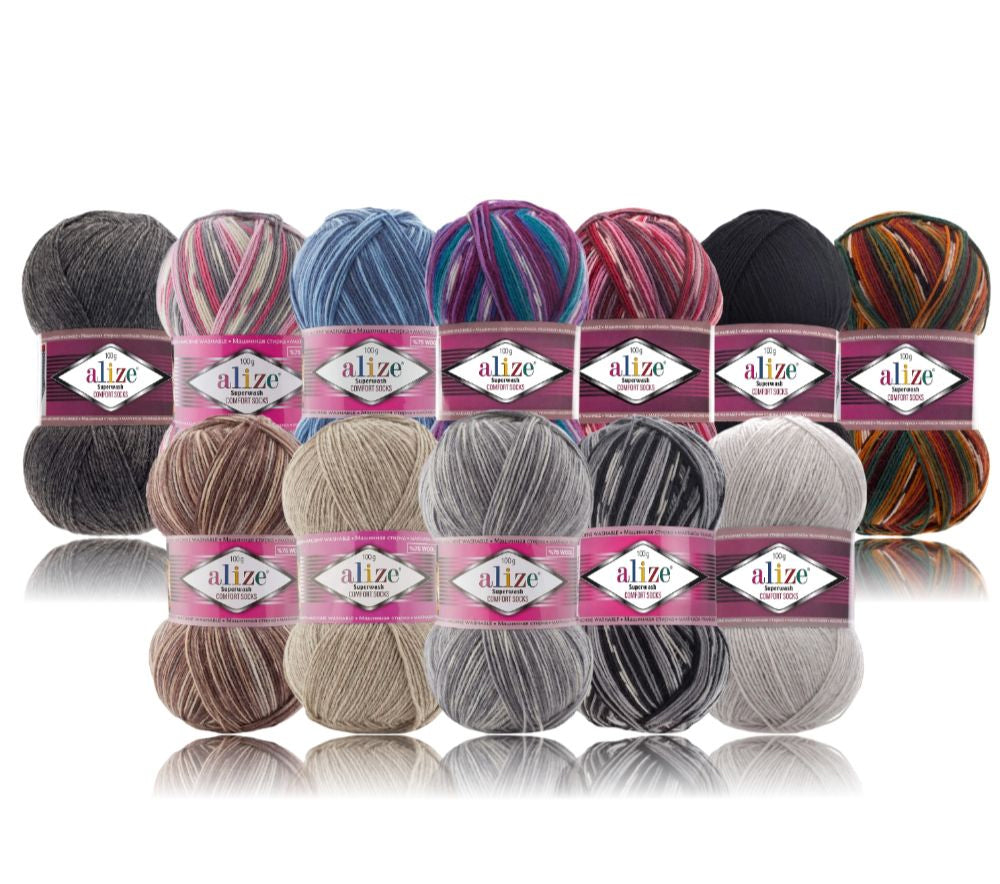 Alize Superwash Comfort 100g Sockenwolle 4-fädig Schurwolle Sockengarn